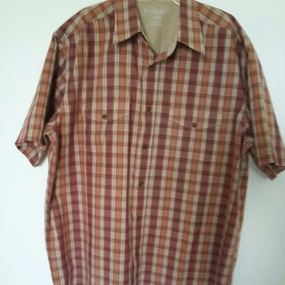 Shirt size L cotton check plaid short sleeves